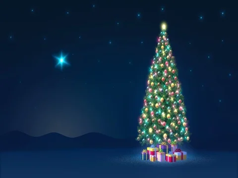 Christmas Tree Postcard Bethlehem Background Stock Footage 83237639