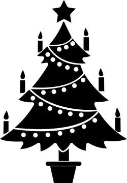 Christmas tree in pot icon with candles and star Stock Illustration