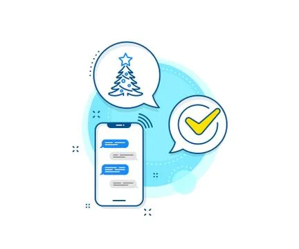 Christmas tree present line icon. New year spruce sign. Vector Ilustración de archivo