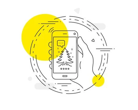 Christmas tree present line icon. New year spruce sign. Vector Ilustración de archivo