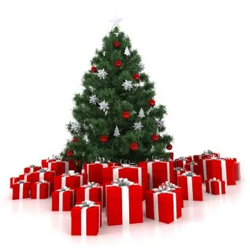 Christmas tree with presents Stock Illustration