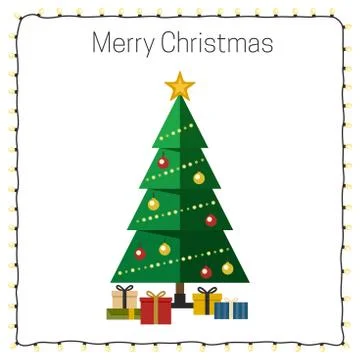 Christmas tree with presents. Stock Illustration