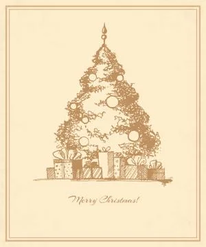 Christmas tree with presents. Stock Illustration