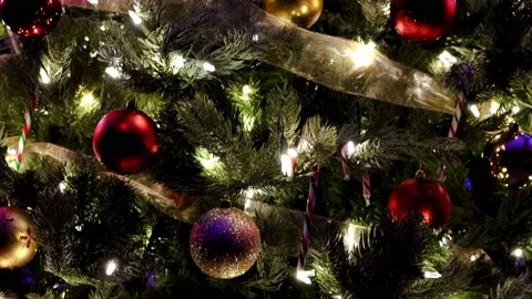 Christmas Tree with Presents Underneath - Pan Up Stock Footage 144966703