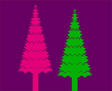 Christmas tree on a purple background. Vector illustration. Stock Illustration