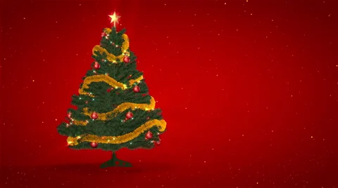 Christmas Tree on red background Stock Footage 40643275