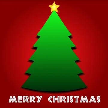 Christmas tree with red background - greeting card Stock Illustration