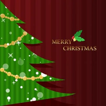 Christmas tree on red background Stock Illustration