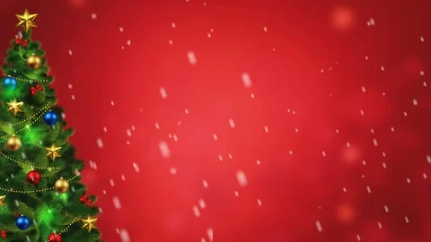 Christmas Tree. Red background with snowflakes and place for your text Stock Footage 120602489