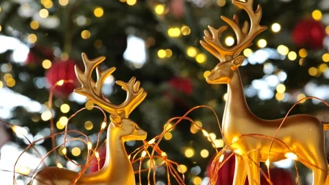 Christmas tree, red balls and shining garland.Christmas wallpaper. Stock Footage 252010749