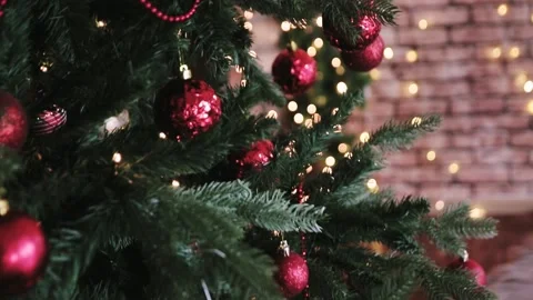 Christmas tree with red balls Stock Footage 132181926