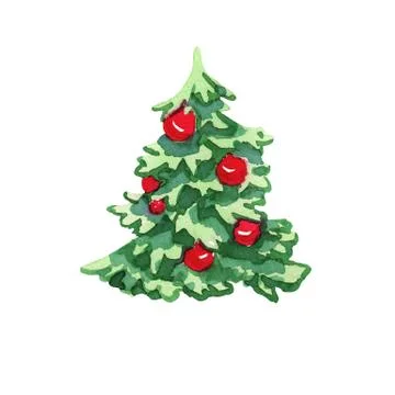 Christmas tree with red balls Stock Illustration