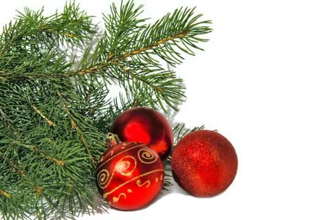 Christmas tree  red balls Stock Photos