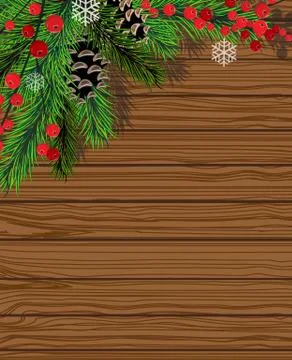 Christmas tree  with red berries Stock Illustration