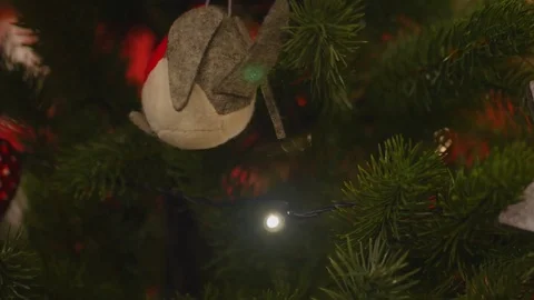 Christmas tree with red ornaments,4k Stock Footage 70357688