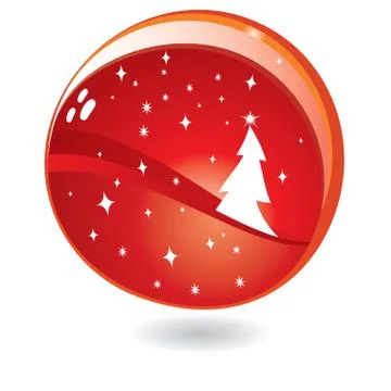 Christmas tree in red sphere, vector illustration Illustration