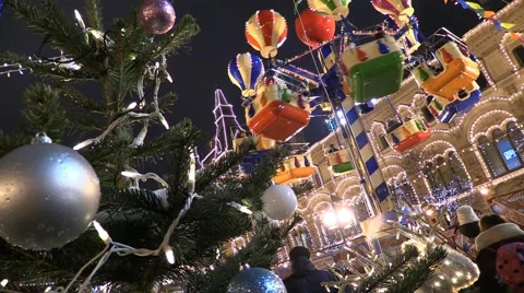 Christmas Tree at Red Square and caraosel. Moscow. Stock Footage 45013257