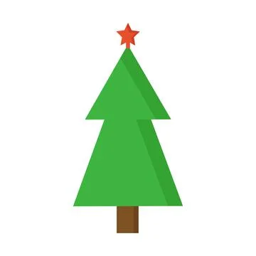 Christmas tree with a red star in the flat style for use in clipart Stock Illustration