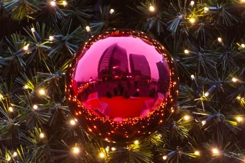 Christmas tree reflections Stock Photos