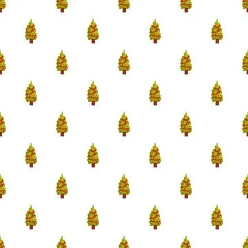 Christmas tree repeating pattern on white background Stock Illustration