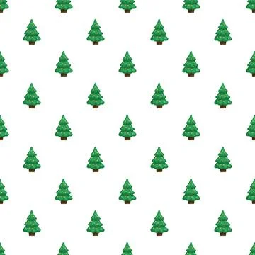 Christmas tree repeating seamless pattern on white background イラスト素材
