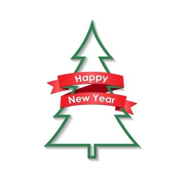 Christmas tree with a ribbon Illustrazione stock