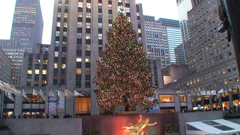 Christmas Tree at Rockefeller Center Stock Footage 166846036