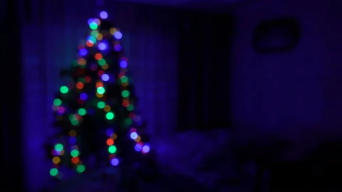 Christmas tree in the room blurred background Stock Footage 139710357
