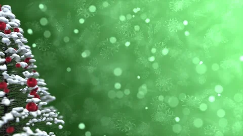 Christmas tree rotating over snowflakes background Stock Footage 166627044