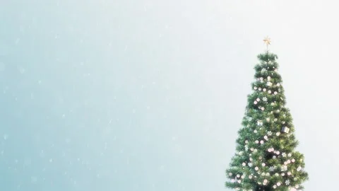 Christmas Tree Rotating Snow Fall Loop Stock Footage 322573269
