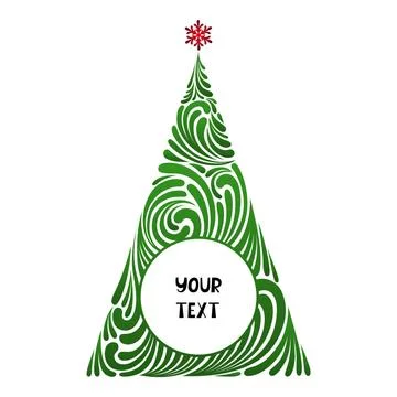 Christmas tree round monogram. Vector circle frame for congratulations. イラスト素材