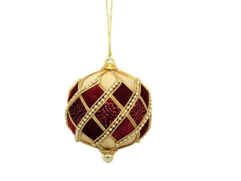 Christmas tree ruby ball Christmas tree ruby ball decoration isolated on w... Stock Photos