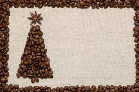 Christmas tree on sack background Stock Photos