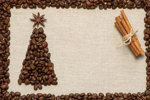 Christmas tree on sack background Stock Photos