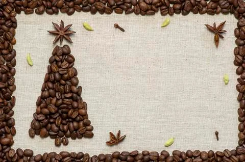 Christmas tree on sack background Stock Photos
