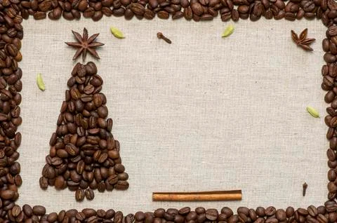 Christmas tree on sack background Stock Photos