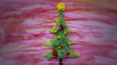 Christmas tree sand-drawing appears. Stock Footage 43191505