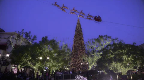 Christmas Tree Santa Flyover 4K Stock Footage 32503744
