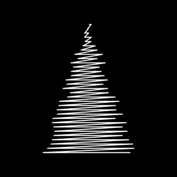 Christmas tree scribble design isolated on black background Stock Illustration