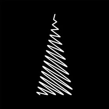 Christmas tree scribble design isolated on black background Stock Illustration