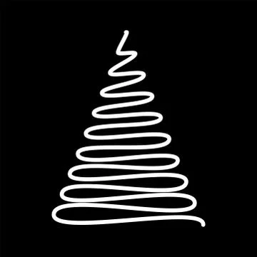 Christmas tree scribble design isolated on black background Stock Illustration