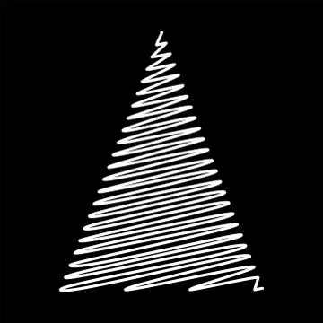 Christmas tree scribble design isolated on black background Stock Illustration