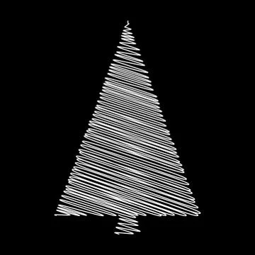 Christmas tree scribble vectordesign isolated on black background Stock Illustration