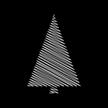 Christmas tree scribble vectordesign isolated on black background Stock Illustration