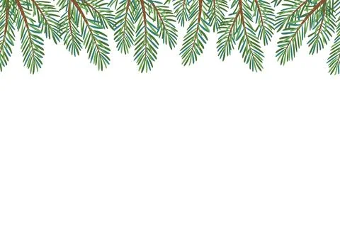 Christmas tree seamless border. Hand drawn trendy flat style Stock Illustration