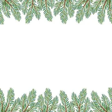 Christmas tree seamless border. Hand drawn trendy flat style Stock Illustration