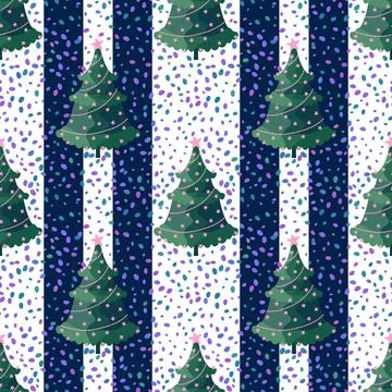 Christmas tree seamless cartoon pattern for wrapping paper and fabrics Illustrazione stock