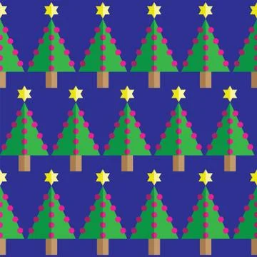 Christmas tree seamless geometric pattern Stock Illustration