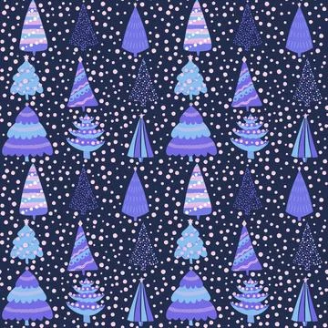 Christmas tree seamless new year pattern for wrapping paper and fabrics Stock Illustration