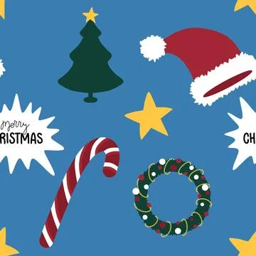 Christmas tree seamless new year pattern for wrapping paper and fabrics Stock Illustration